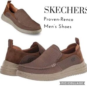NWOB Skechers Proven–Renco Men’s Slip-On Shoes Brown Canvas & Suede Size‎ 8.5